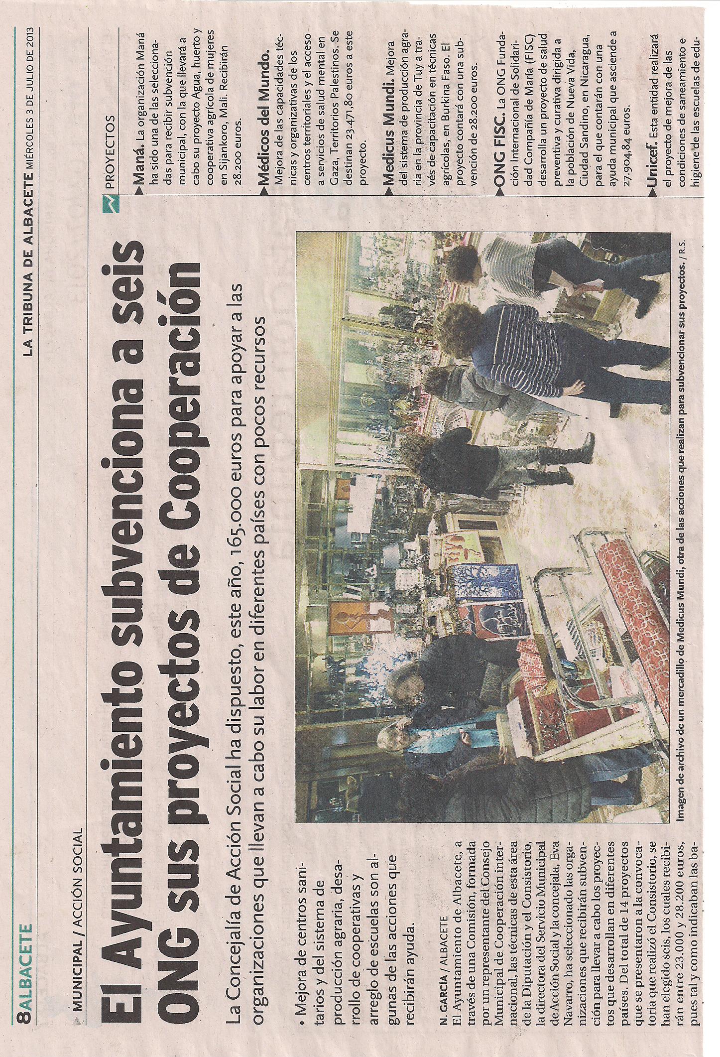 El Ayuntamiento retoma la ayuda a cooperación internacional