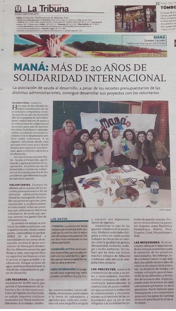 Maná celebra más de 20 años de solidaridad internacional